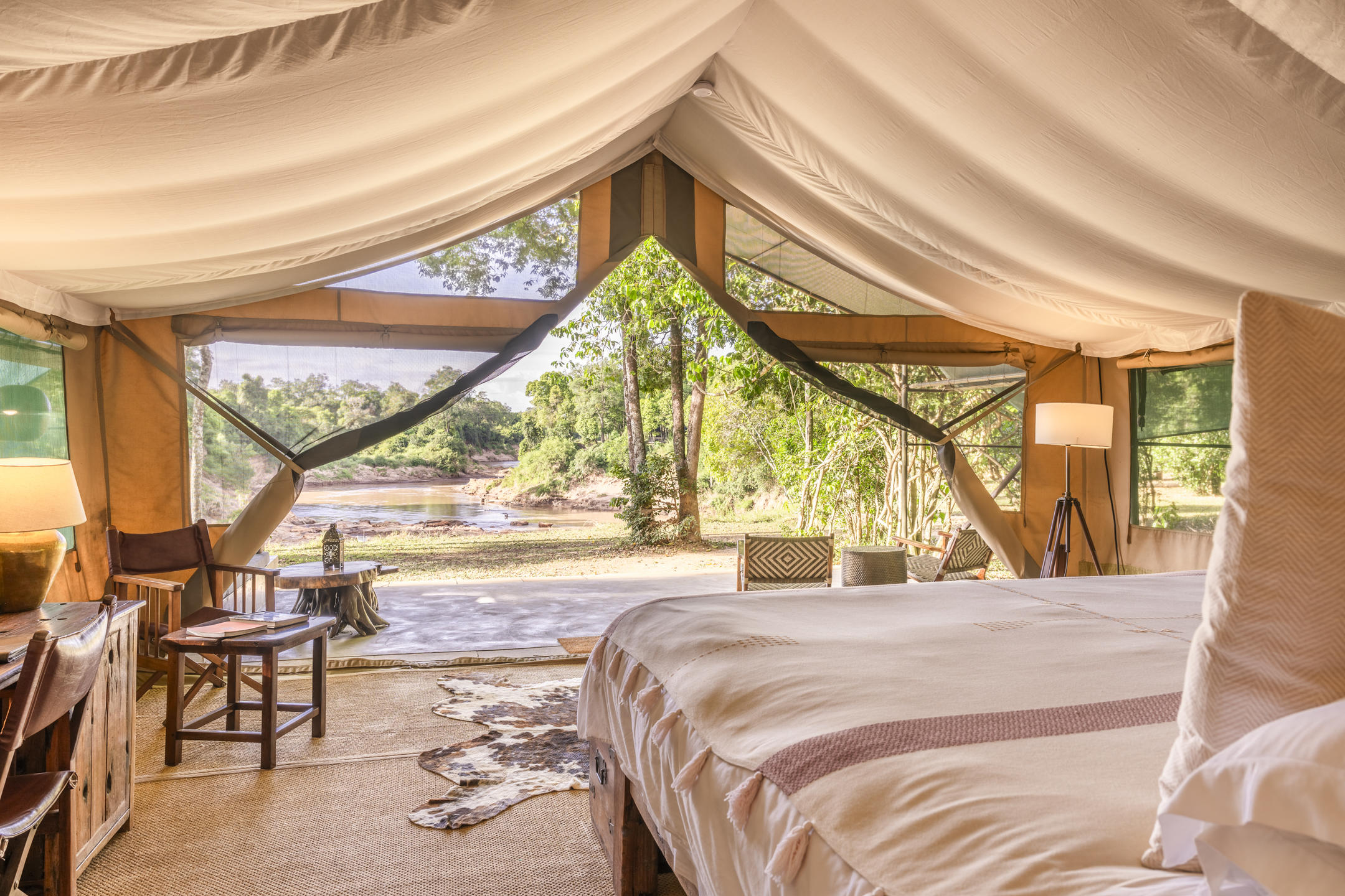 Saruni Eagle View has always offered expansive vistas stretching to the point where the plains meet the canvas of the sky. The elevated position of this eco camp also offers guests front-row seats for the wildlife dramas that unfold around the natural salt lick and watering hole below the main area. The innovative architecture of Saruni Eagle View has been further refined to ensure that nothing comes between the guests and the incredible views, and yet comfort and seclusion are assured.